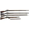 Image 1 : Four Flintlock Long Guns -A) Unmarked Flintlock Musket