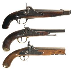 Three Percussion Conversion Single Shot Pistols -A) Unmarked Bavarian Pistol