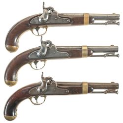 Three U.S. Percussion Pistols -A) Henry Aston Model 1842 Pistol