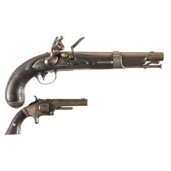 Two Antique Handguns -A) U.S. Simeon North Model 1826 Flintlock Pistol