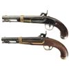 Image 2 : Two U.S. Martial Pistols -A) 1837 Dated Johnson Model 1836 Percussion Conversion Pistol