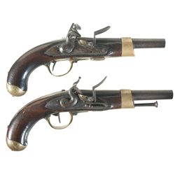 Two French Martial Flintlock Pistols -A) French Flintlock Pistol