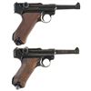 Image 2 : Two Luger Semi-Automatic Pistols with Holsters and Extra Magazines -A) DWM 1917 Dated Luger Pistol