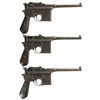 Image 2 : Collector's Lot of Three Mauser Broomhandle Semi-Automatic Pistols -A) Mauser Small Ring Broomhandle