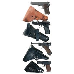 Four European Semi-Automatic Pistols -A) Czech Model 52 Pistol with Holster and Extra Magazine