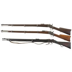 Three Antique Single Shot Rifles -A) Remington Rolling Block Military Rifle