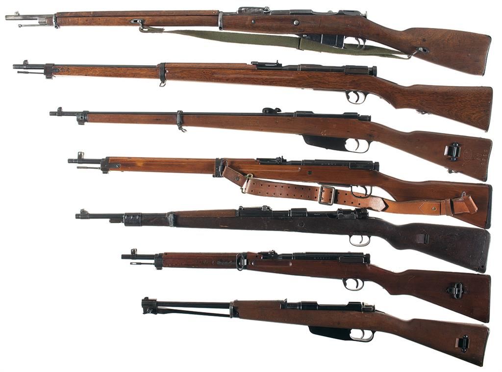 Seven Military Bolt Action Long Guns A) Remington Nagant Model 1891 Rifle