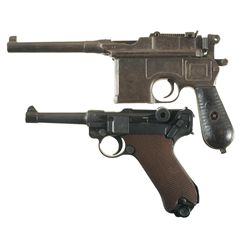 Two German Semi-Automatic Pistols -A) Mauser Small Ring Broomhandle Pistol