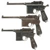 Image 1 : Three Mauser Broomhandle Semi-Automatic Pistols -A) Mauser Small Ring Broomhandle Pistol