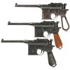 Image 1 : Three Mauser Small Ring Broomhandle Semi-Automatic Pistols -A) Mauser Broomhandle Pistol