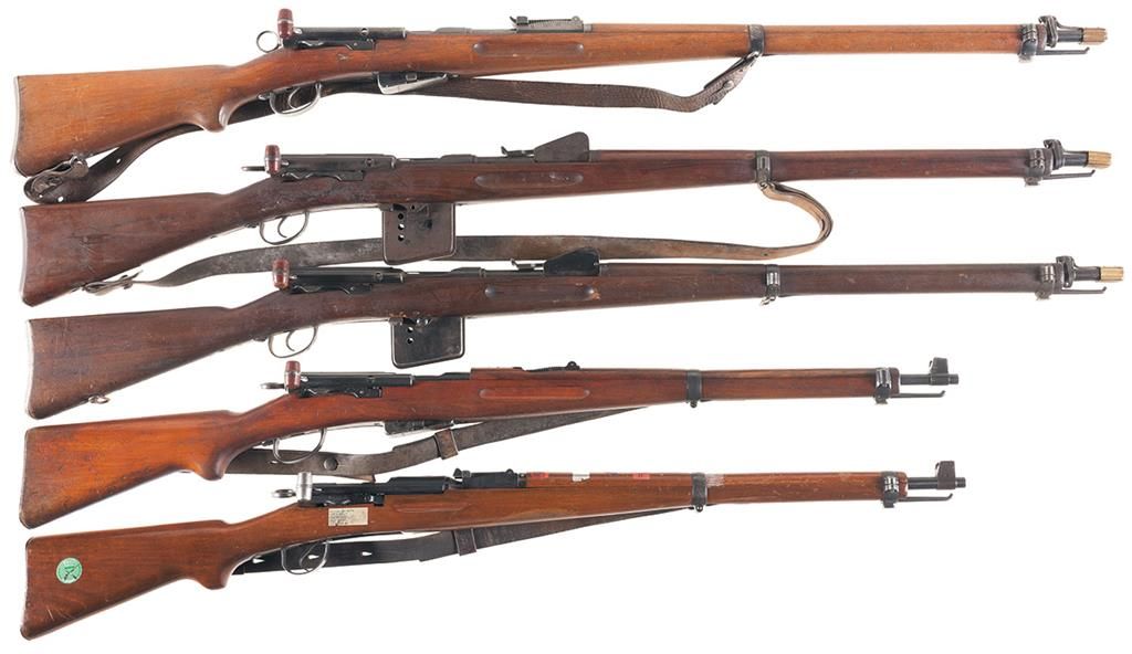 Five Swiss Straight Pull Military Rifles -A) Schmidt Rubin Model 1896/ ...