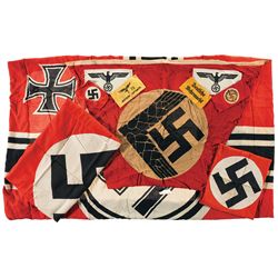 Grouping of Nazi Style Flags and Cloth Items