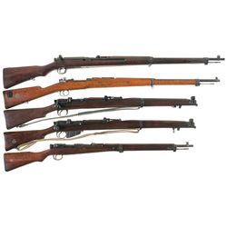 Collector's Lot of Five European Military Bolt Action Long Guns -A) School Use Nagoya Type 38 Rifle
