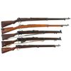 Image 1 : Collector's Lot of Five European Military Bolt Action Long Guns -A) School Use Nagoya Type 38 Rifle