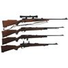 Image 1 : Four Sporting Rifles -A) Winchester Model 70 Bolt Action Rifle with Scope