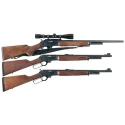 Three Marlin Lever Action Long Guns -A) Marlin Model 444SS Rifle with Scope