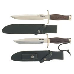 Two Randall Model One All-Purpose Fighting Knives with Special Order Features and Accessories