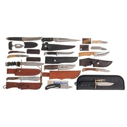 Fifteen Knives, Including a J. Hossom Custom Knife