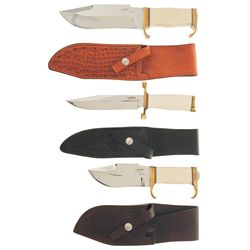 Three Gil Hibben Knives with Ivory Grips