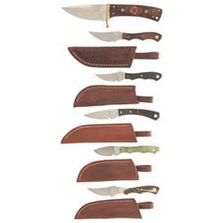 Six Raleigh Tabor Custom Fixed-Blade Knives