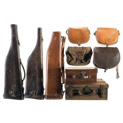 Vintage Collection of Shotgun Cases and Cartridge Bags and Boxes