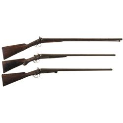 Three Double Barrel Shotguns -A) Field Ibbotson & Co. Percussion Shotgun