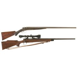 Two Long Guns -A) Remington Model 1887 Double Barrel Hammer Shotgun
