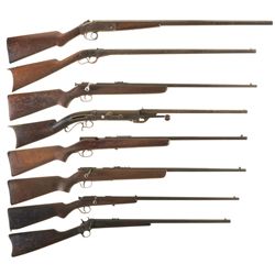 Six Rifles One Shotgun and One BB Rifle -A) Iver Johnson Single Shot Shotgun