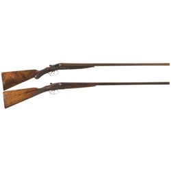 Collector's Lot of Two Double Barrel Hammerless Shotguns -A) Engraved W.H. Tisdall Shotgun
