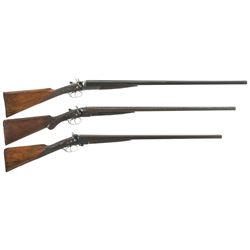 Collector's Lot of Three British Side by Side Hammer Shotguns -A) G.E. Lewis & Son Roundbody Shotgun