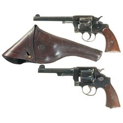 Two Double Action U.S. Revolvers -A) U.S. Navy Colt Model 1889 Revolver with Holster