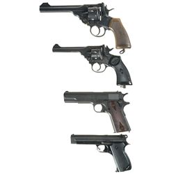 Two Double Action Revolvers and Two Semi-Automatic Pistols -A) Webley & Scott Mark VI Revolver