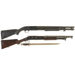 Collector's Lot of Two Slide Action "Fighting" Shotguns -A) Mossberg 500A Shotgun with Heatshield/Ba