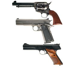 Three Handguns -A) ASM Frontier Six Shooter Single Action Revolver
