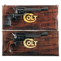 Collector's Lot of Two Colt Single Action Revolvers with Boxes -A) Colt New Frontier Scout Revolver