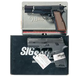 Two Semi-Automatic Pistols -A) Belgian Browning Hi-Power Pistol with Case