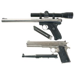 Two Semi-Automatic Pistols and One Pistol Receiver -A) AMT 22 Target Pistol.