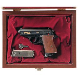 Cased, Engraved and Gold Inlaid Walther 75th Anniversary Model PPK Semi-Automatic Pistol