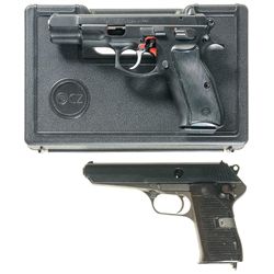 Two European Semi-Automatic Pistols -A) CZ Model 75B Cutaway Pistol with Case