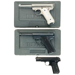 Collector's Lot of Three Semi-Automatic Pistols -A) Stainless Ruger MK II Pistol with Case