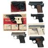 Image 1 : Six Semi-Automatic Pistols and One Signal Pistol -A) Mikros Model K Pistol with Box