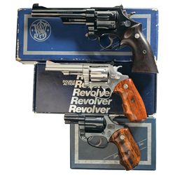 Three Smith & Wesson Double Action Revolvers with Boxes -A) Smith & Wesson Model 27 Revolver