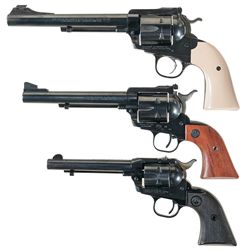 Three Ruger Single Action Revolvers -A) Ruger New Model Super Blackhawk Bisley Revolver