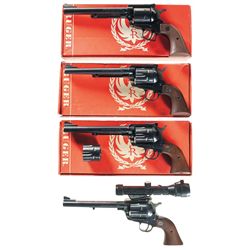 Four Ruger Single Action Revolvers -A) Ruger New Model Super Blackhawk Revolver with Box