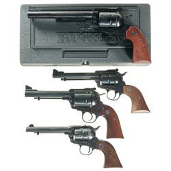 Four Ruger Single Action Revolvers -A) Ruger New Model Blackhawk Bisley Revolver with Case