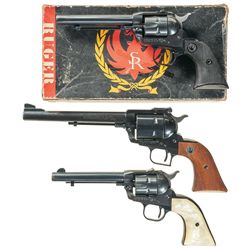 Three Ruger Single Action Revolvers -A) Ruger Single Six Revolver with Box