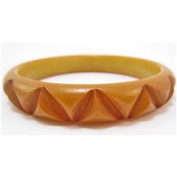 VINTAGE CARVED BUTTERSCOTCH BAKELITE BRACELET