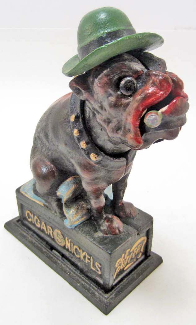 CAST IRON BULLDOG W/ CIGAR 