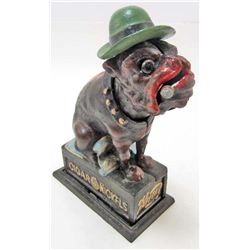 CAST IRON BULLDOG W/ CIGAR "OLE PUFFER" MECHANICAL BANK