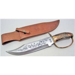 COLT MOUNTAIN BOWIE KNIFE W/ STAG HANDLE & SHEATH